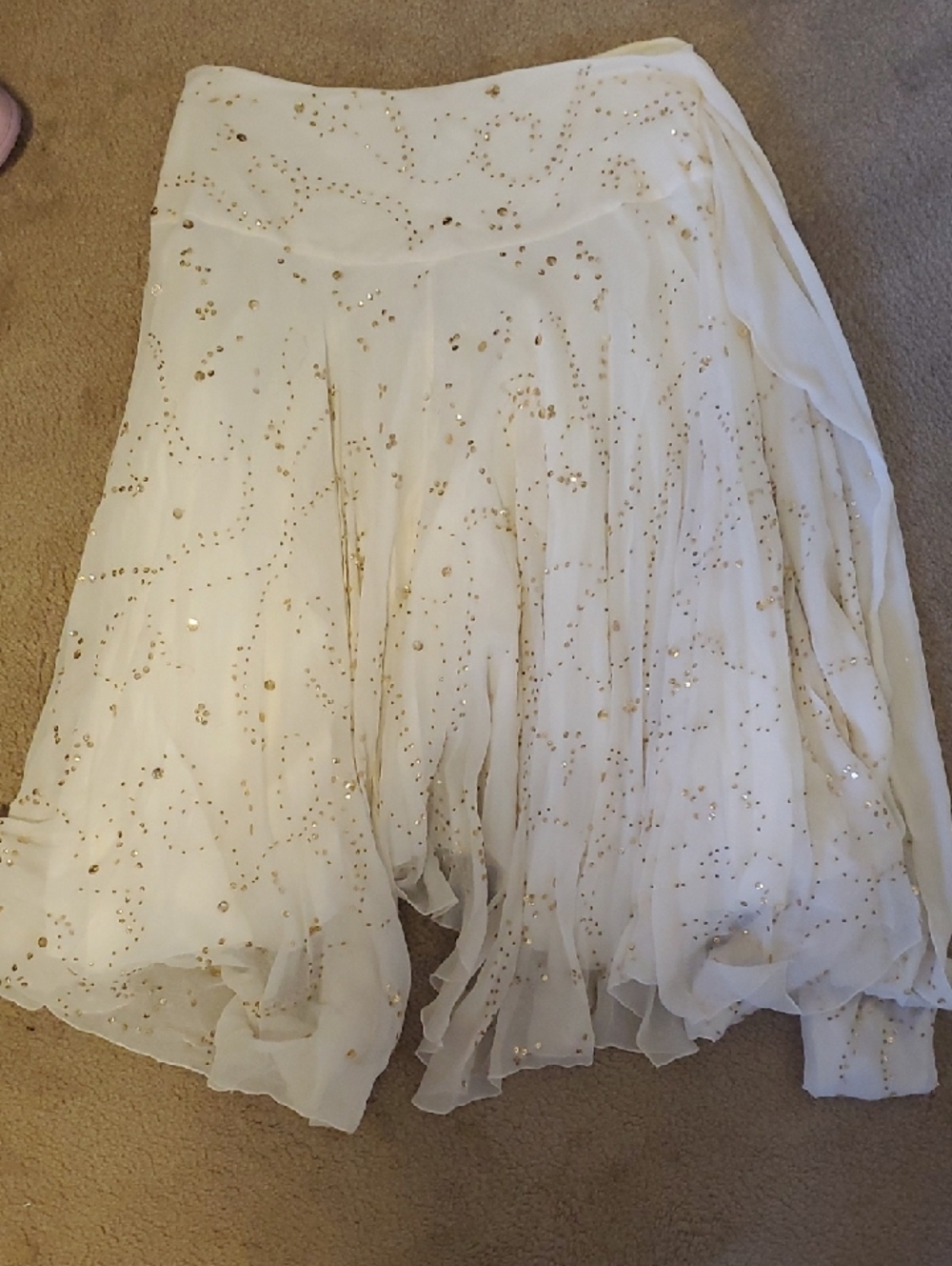 Diane Von Furstenberg White Skirt with Gold Sequin Detail